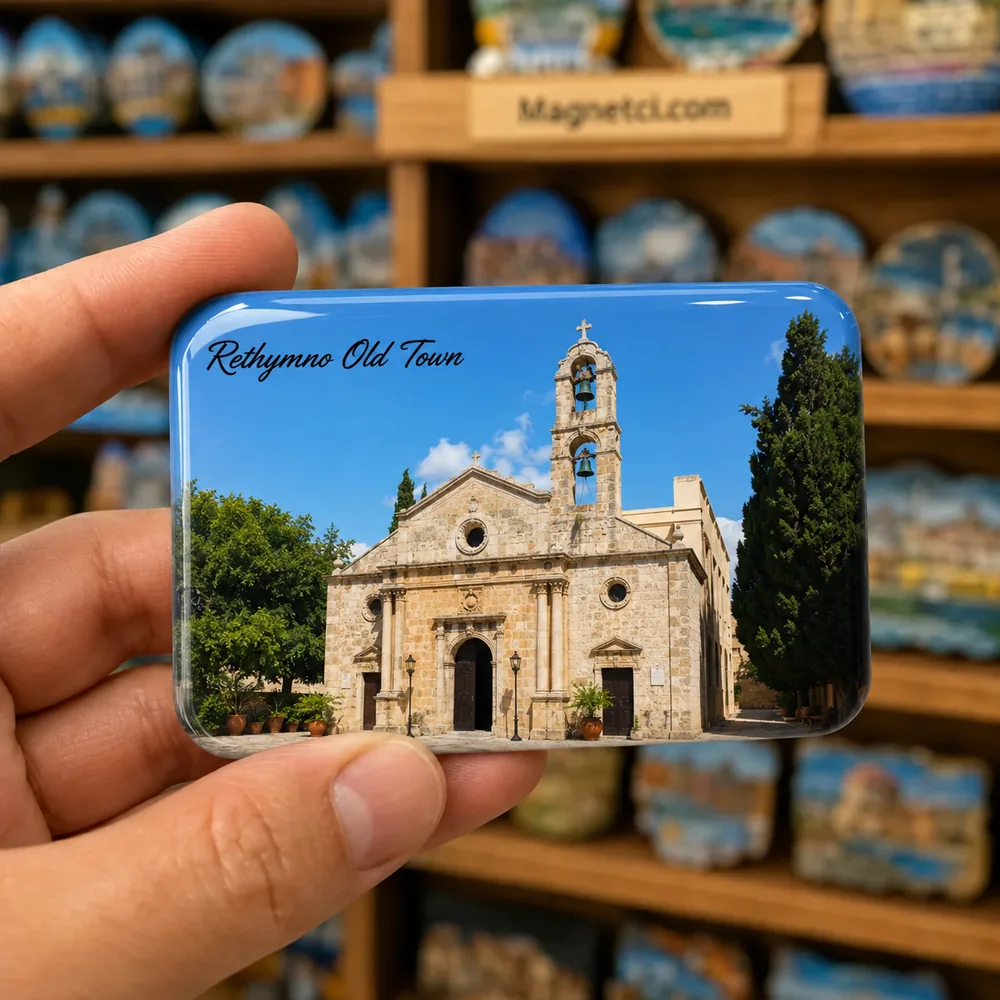 Rethymno Old Town Agios Frangiskos Kilisesi epoksi magnet RET-07