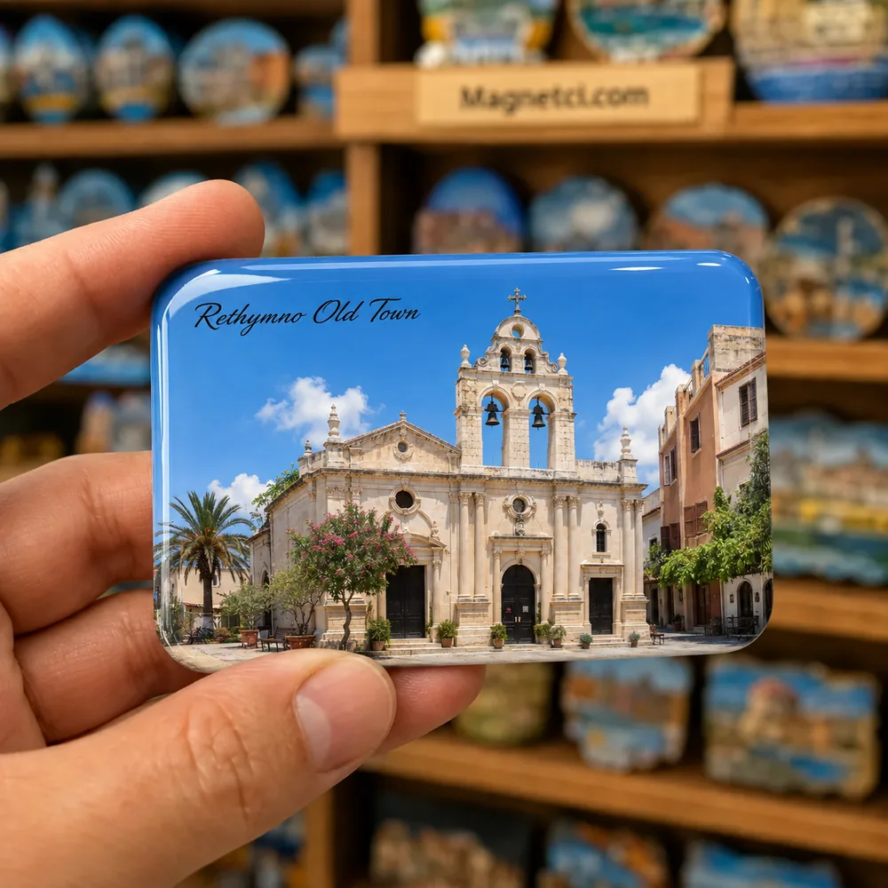 Rethymno Old Town Lady of Angels Kilisesi epoksi magnet RET-10