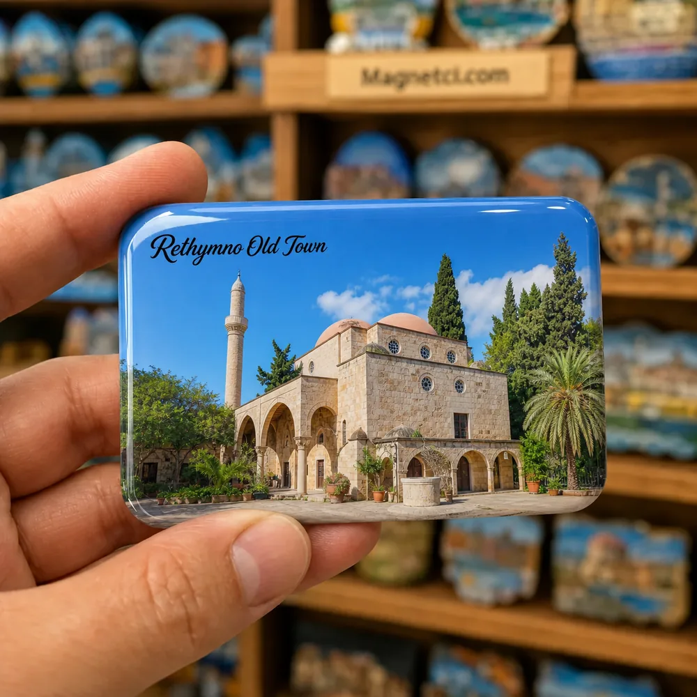Rethymno Old Town Kara Musa Paşa Camii epoksi magnet RET-11