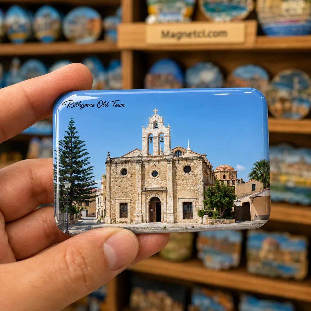 Rethymno Old Town Four Martyrs Kilisesi epoksi magnet RET-12