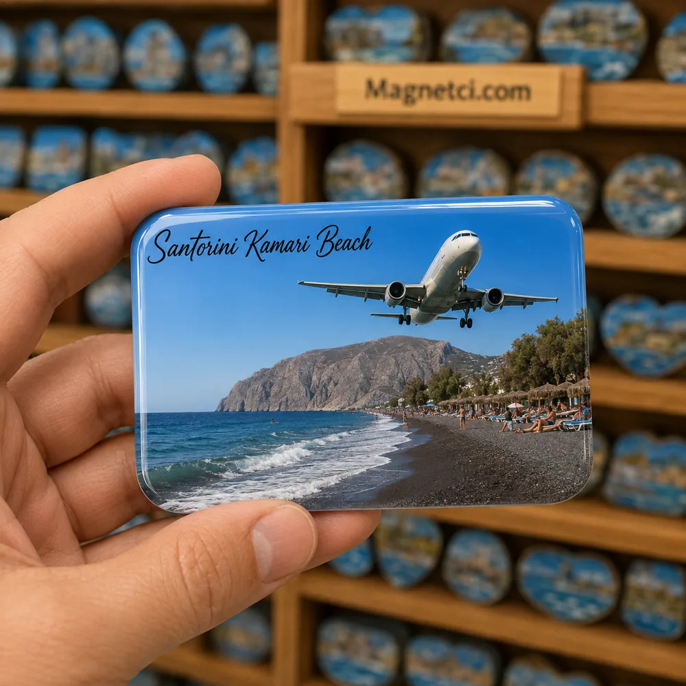 Kamari Beach Cadde ve Sokak Görünümü epoksi magnet SKC-05