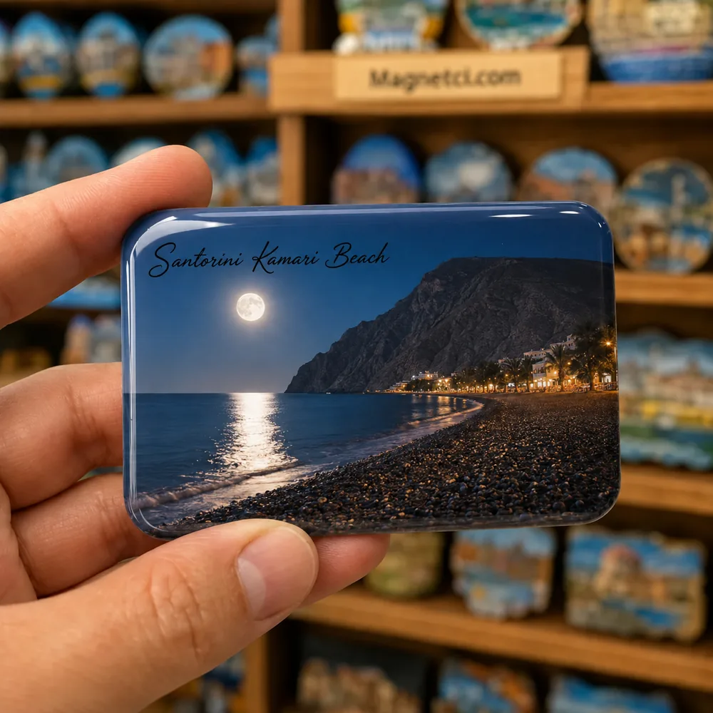 Kamari Beach Yerel Simgeler Koleksiyonu epoksi magnet SKC-06