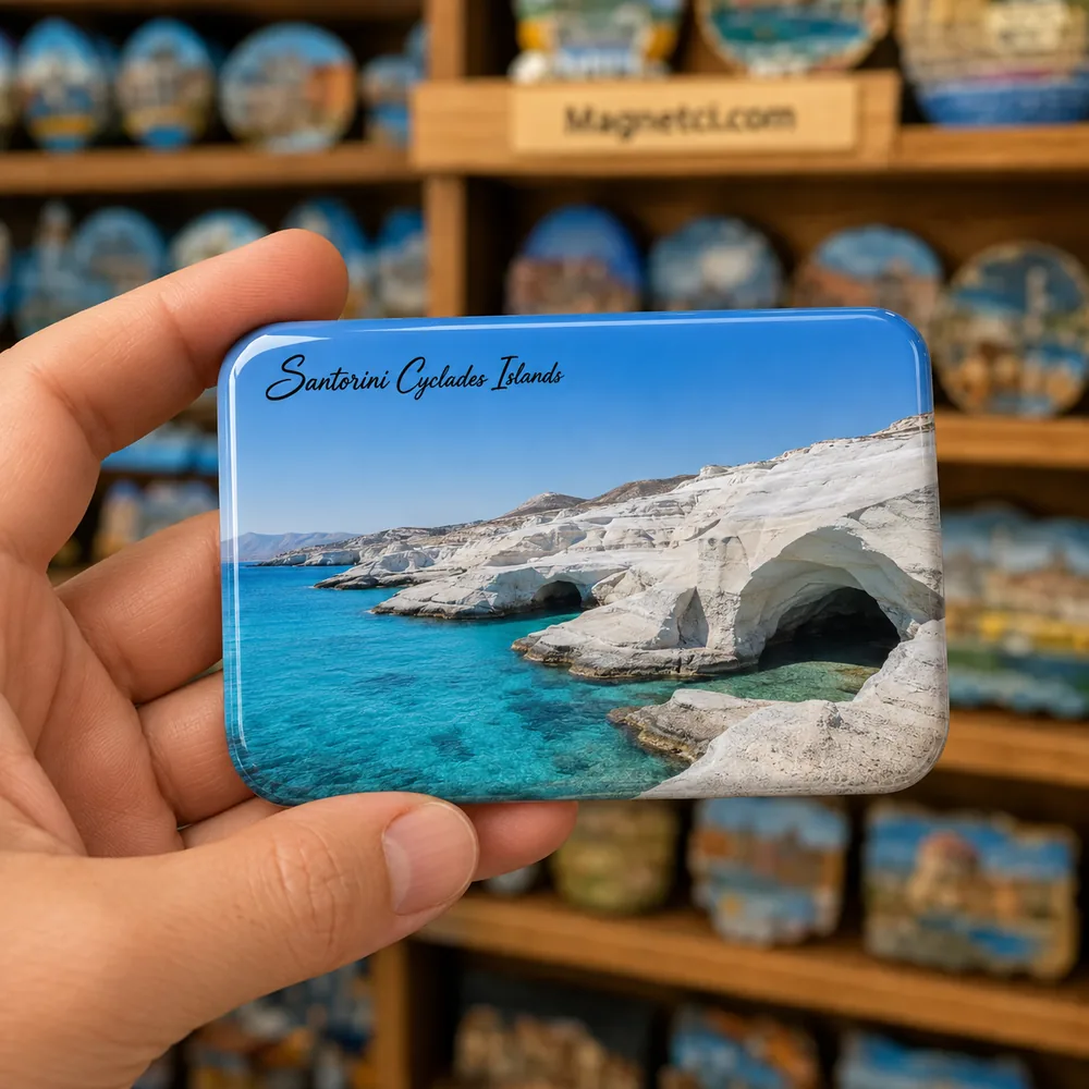Kamari Beach Tarihi Yapılar Seçkisi epoksi magnet SKC-09
