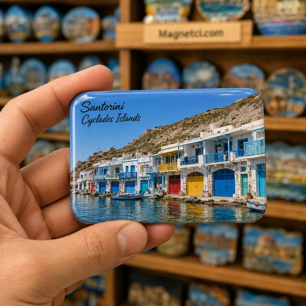 Kamari Beach Şehir Hatırası Koleksiyonu epoksi magnet SKC-12