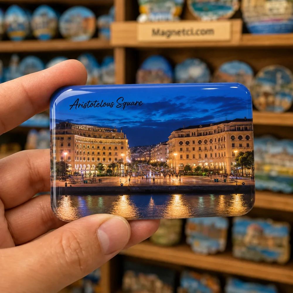 Aristotelous Square Cadde ve Sokak Görünümü epoksi magnet TAS-05