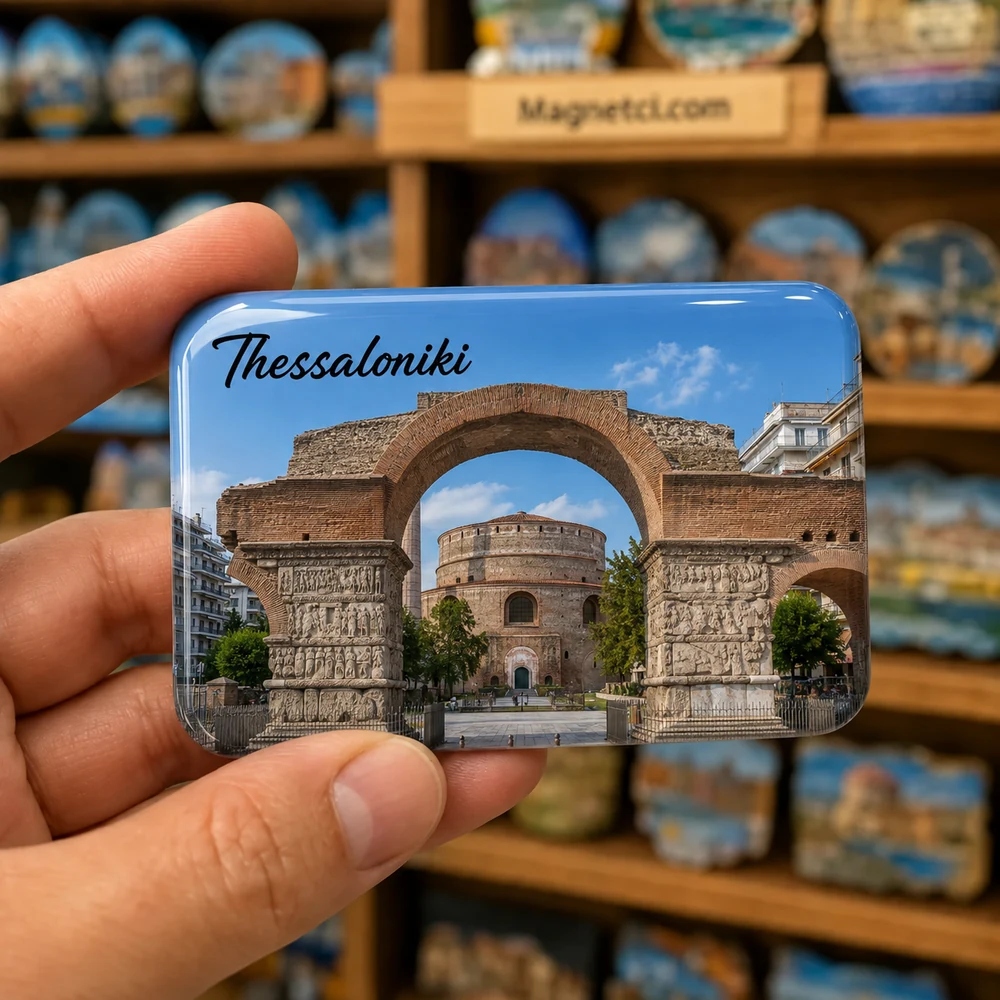 Aristotelous Square Gece Şehir Silüeti epoksi magnet TAS-08