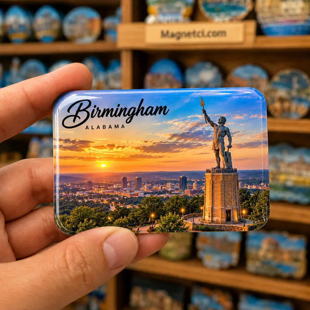 Birmingham Vulcan Park gün batımı epoksi souvenir magnet USA-ALB-VUL-03