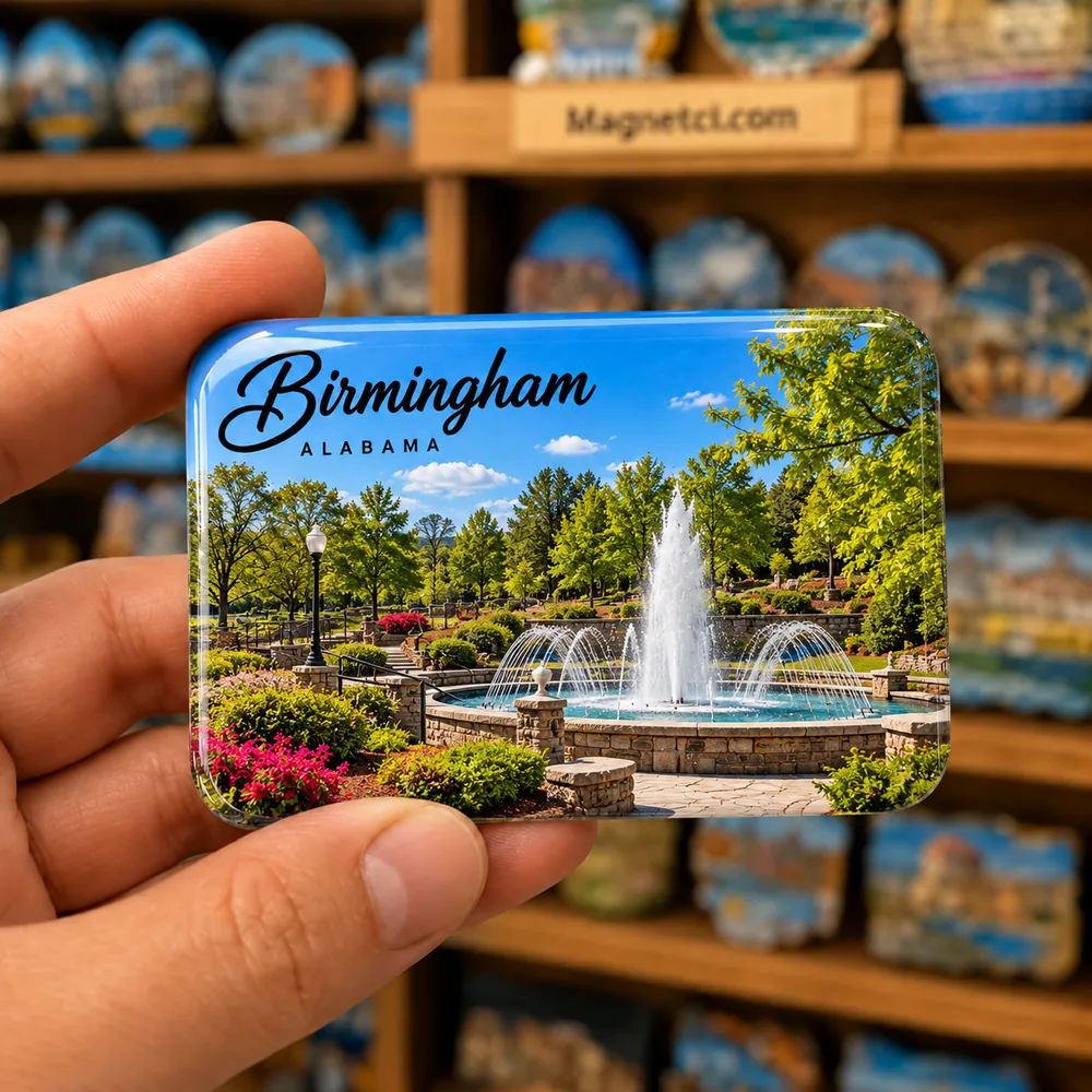 Birmingham Kiwanis Centennial Park ve çeşme epoksi souvenir magnet USA-ALB-VUL-05
